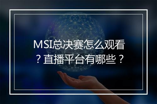 MSI总决赛怎么观看？直播平台有哪些？