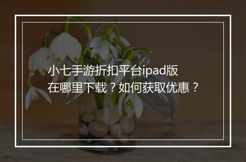 小七手游折扣平台ipad版在哪里下载?如何获取优惠?