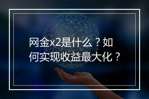 网金x2是什么?如何实现收益最大化?