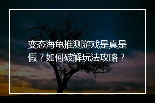 变态海龟推测游戏是真是假?如何破解玩法攻略?