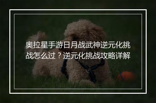 奥拉星手游日月战武神逆元化挑战怎么过？逆元化挑战攻略详解