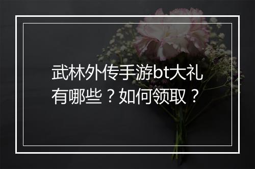 武林外传手游bt大礼有哪些?如何领取?