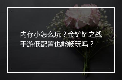 内存小怎么玩？金铲铲之战手游低配置也能畅玩吗？