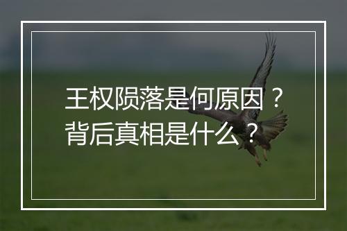 王权陨落是何原因?背后真相是什么?