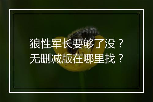 狼性军长要够了没？无删减版在哪里找？