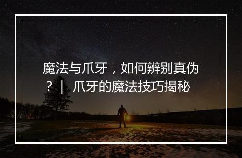 魔法与爪牙,如何辨别真伪?| 爪牙的魔法技巧揭秘