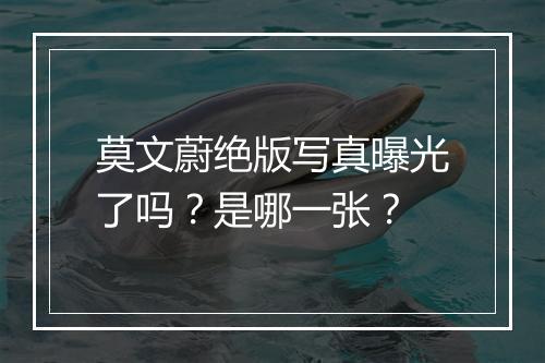 莫文蔚绝版写真曝光了吗?是哪一张?