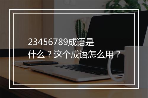 23456789成语是什么？这个成语怎么用？