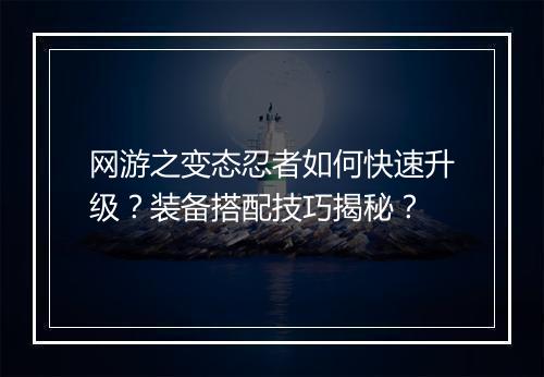 网游之变态忍者如何快速升级？装备搭配技巧揭秘？