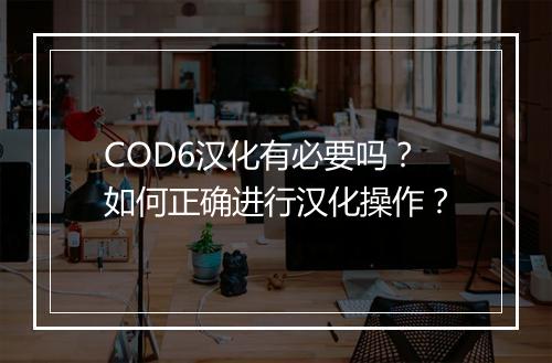 COD6汉化有必要吗？如何正确进行汉化操作？