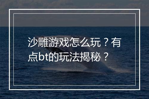 沙雕游戏怎么玩?有点bt的玩法揭秘?