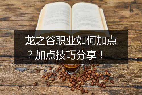 龙之谷职业如何加点?加点技巧分享!