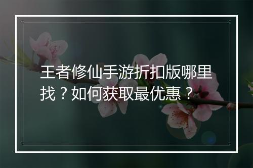 王者修仙手游折扣版哪里找?如何获取最优惠?