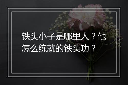 铁头小子是哪里人?他怎么练就的铁头功?