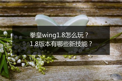 拳皇wing1.8怎么玩?1.8版本有哪些新技能?