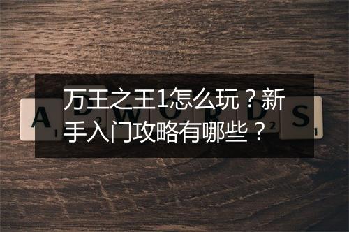 万王之王1怎么玩?新手入门攻略有哪些?