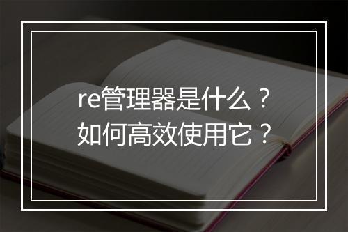 re管理器是什么？如何高效使用它？