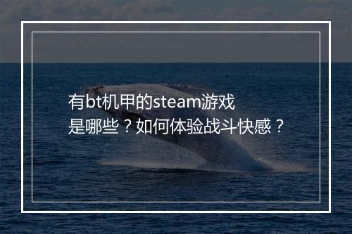 有bt机甲的steam游戏是哪些?如何体验战斗快感?