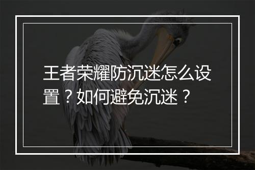 王者荣耀防沉迷怎么设置？如何避免沉迷？