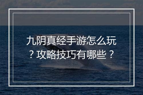九阴真经手游怎么玩？攻略技巧有哪些？