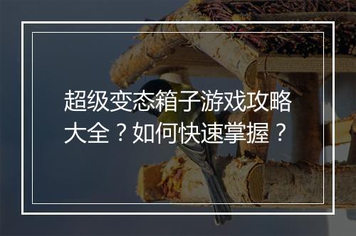 超级变态箱子游戏攻略大全?如何快速掌握?