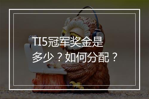 TI5冠军奖金是多少？如何分配？