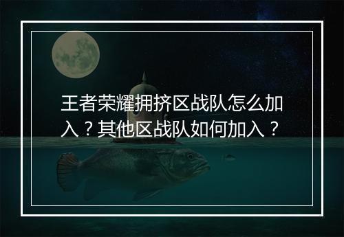 王者荣耀拥挤区战队怎么加入？其他区战队如何加入？
