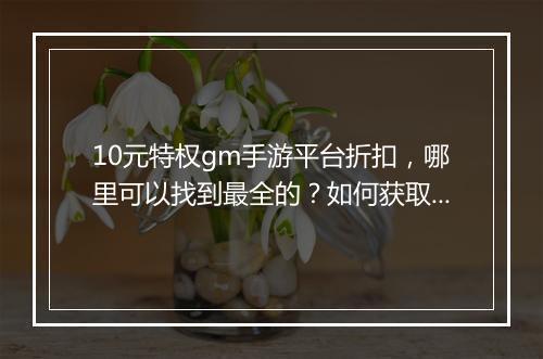 10元特权gm手游平台折扣，哪里可以找到最全的？如何获取？