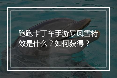 跑跑卡丁车手游暴风雪特效是什么？如何获得？