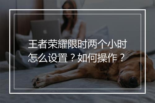 王者荣耀限时两个小时怎么设置？如何操作？