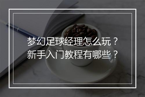 梦幻足球经理怎么玩？新手入门教程有哪些？