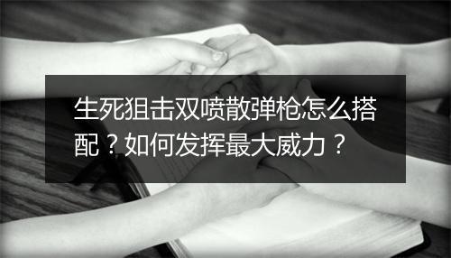 生死狙击双喷散弹枪怎么搭配？如何发挥最大威力？
