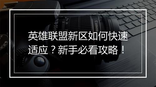 英雄联盟新区如何快速适应?新手必看攻略!