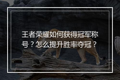 王者荣耀如何获得冠军称号？怎么提升胜率夺冠？