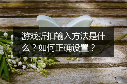 游戏折扣输入方法是什么?如何正确设置?