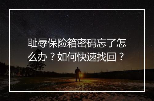 耻辱保险箱密码忘了怎么办？如何快速找回？