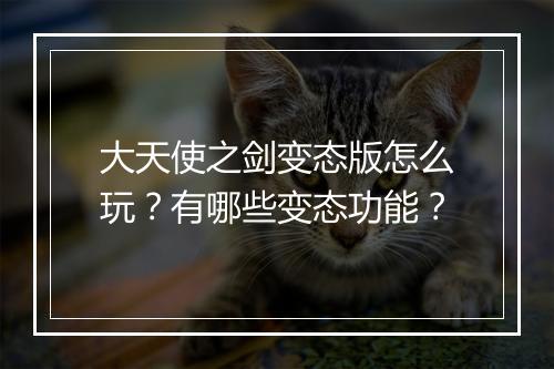 大天使之剑变态版怎么玩?有哪些变态功能?