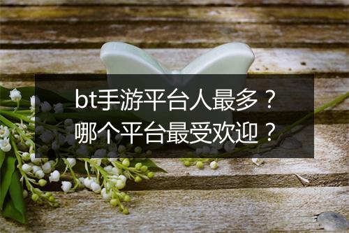bt手游平台人最多？哪个平台最受欢迎？