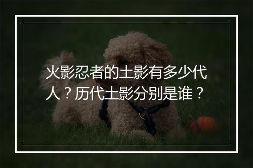 火影忍者的土影有多少代人？历代土影分别是谁？