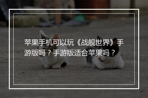 苹果手机可以玩《战舰世界》手游版吗？手游版适合苹果吗？