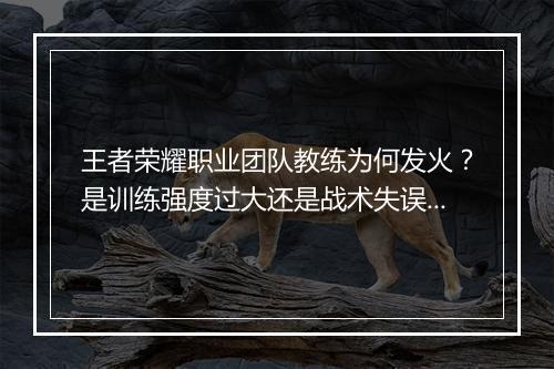 王者荣耀职业团队教练为何发火？是训练强度过大还是战术失误？