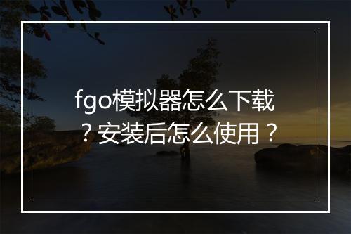 fgo模拟器怎么下载？安装后怎么使用？