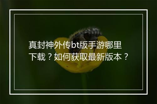 真封神外传bt版手游哪里下载？如何获取最新版本？