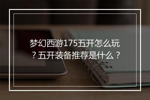 梦幻西游175五开怎么玩？五开装备推荐是什么？