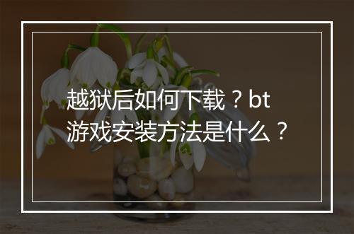 越狱后如何下载？bt游戏安装方法是什么？