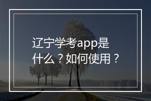 辽宁学考app是什么？如何使用？
