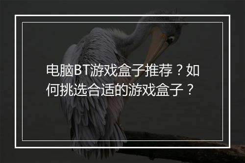 电脑BT游戏盒子推荐?如何挑选合适的游戏盒子?