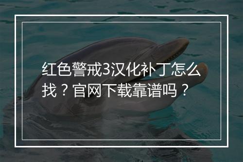 红色警戒3汉化补丁怎么找?官网下载靠谱吗?