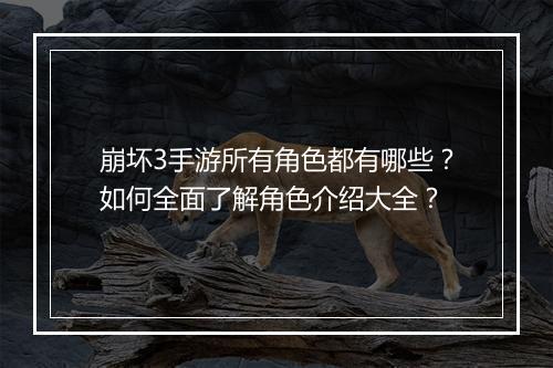 崩坏3手游所有角色都有哪些？如何全面了解角色介绍大全？