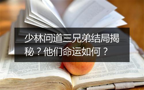 少林问道三兄弟结局揭秘？他们命运如何？